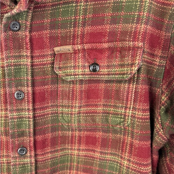 Orvis men’s Red and Green heavy duty button down plaid work shirt. Size XL - Picture 4 of 5